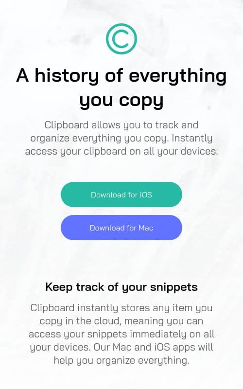Project Image Clipboard Landing Page