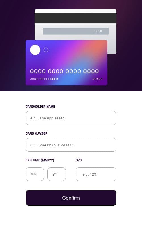 Project Image Interactive Card Details Form