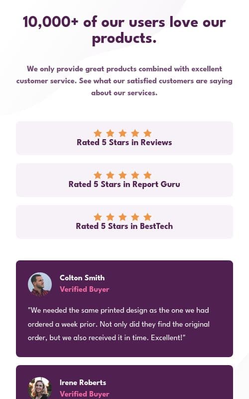 Project Image Social Proof Section